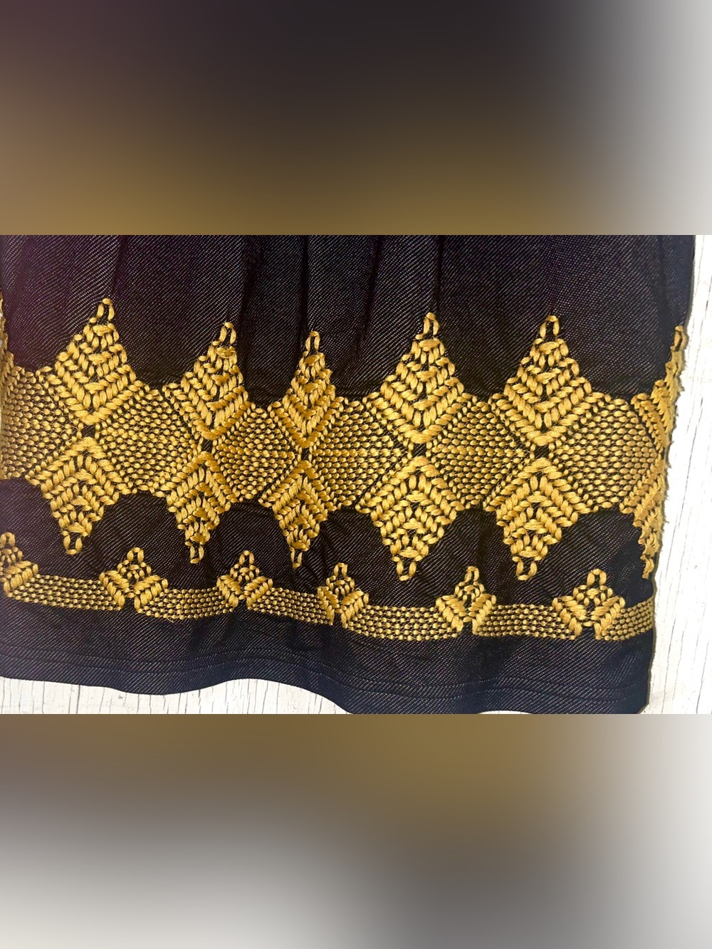 Boho Black Uncle Frank Peasant-Style Mini with Gold Embroidered - Picture 5 of 10